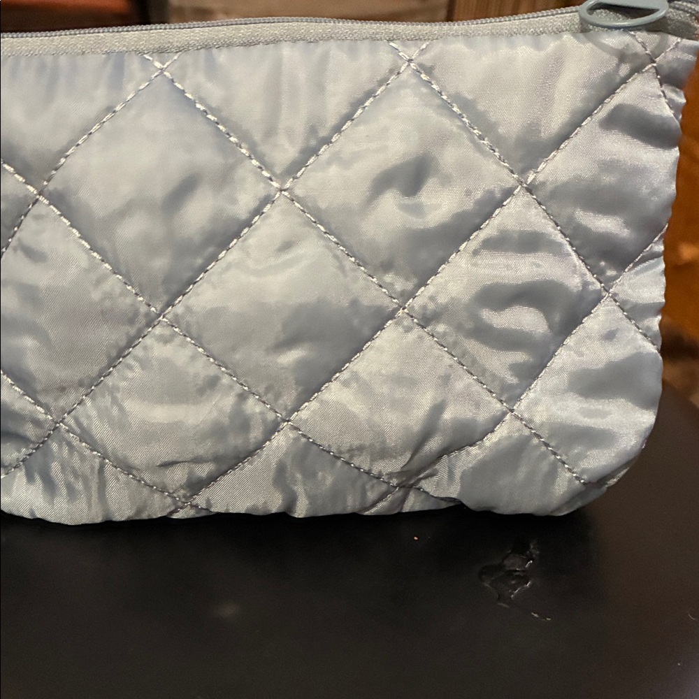 Chic Quilted Gray Cosmetic Bag